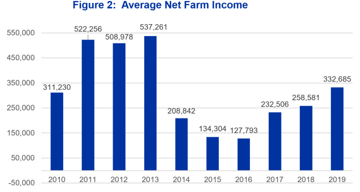 Graph of Average Net Farm Income from 2010 to 2019