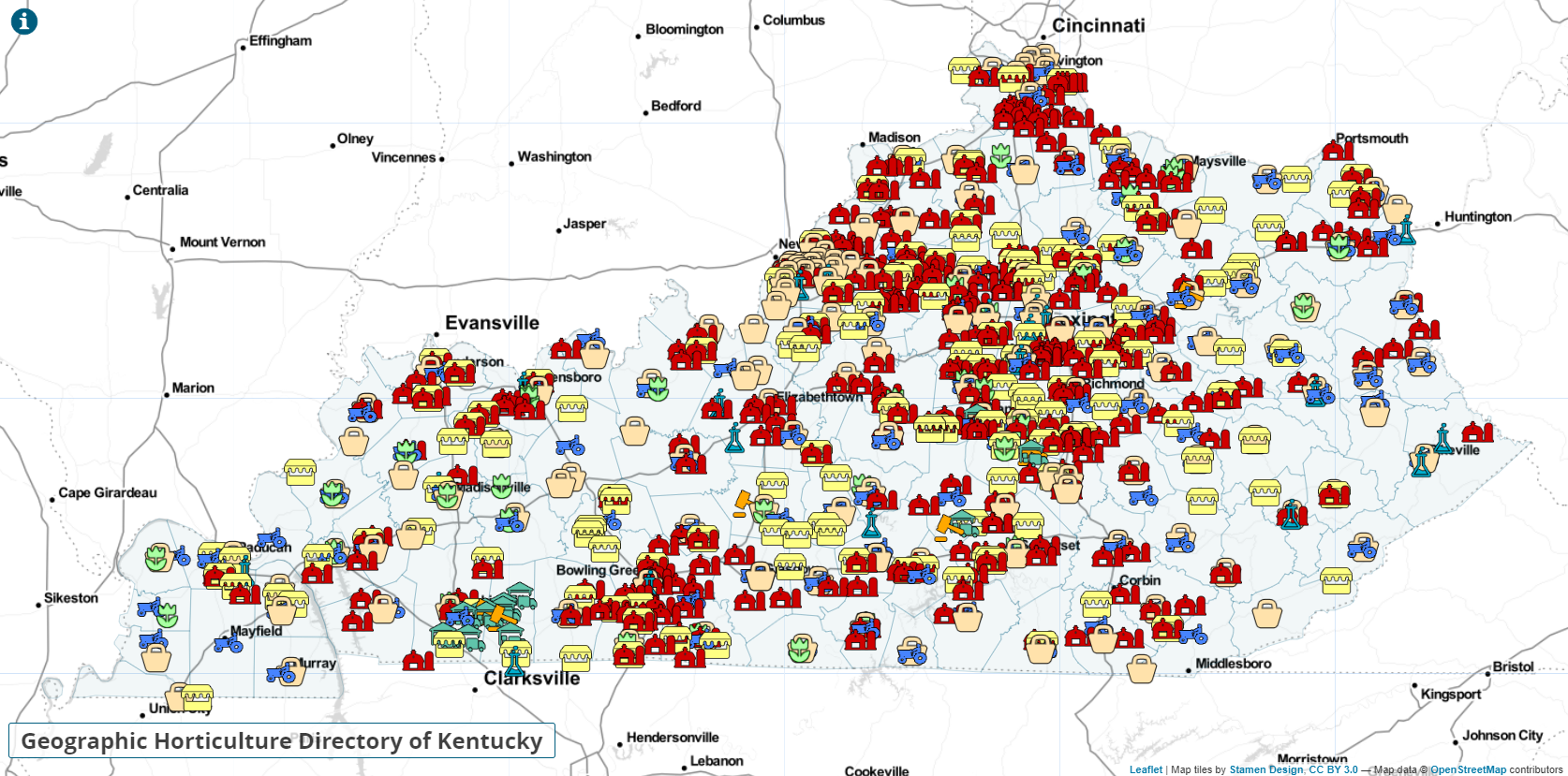 Geographic Horticulture Directory of Kentucky Map 