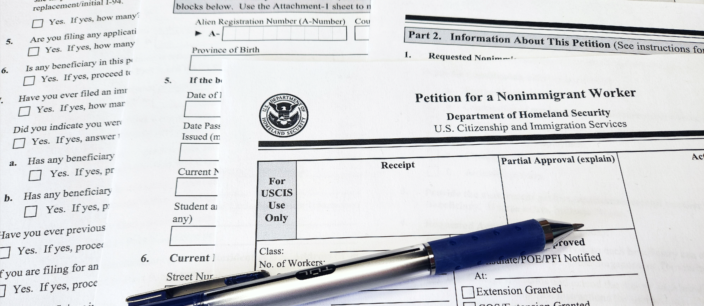 U.S. Citizenship and Immigration Services form I-129 Petition for a Nonimmigrant Worker