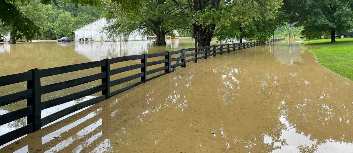 Heavy rains caused extensive flooding at the UK Robinson Center for Appalachian Resource Sustainability (RCARS) in Jackson, Ky.