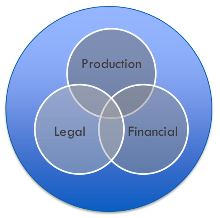 Figure 1: Relationship of Production, Legal, and Financial Subsystems within a larger circle of everything else you need to know