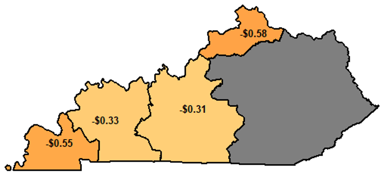 Figure 2: Weakest Weekly Average Corn Basis in 2023 Relative to 4-Year-Average (2018-2021)