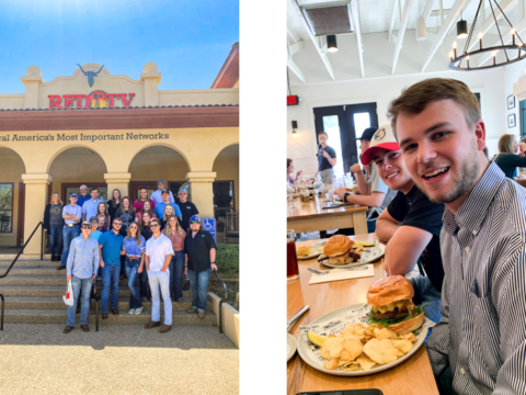 Agribusiness Club Texas trip 2022 photo collage RFD tv and lunch at Magnolia Market