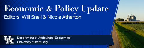 Economic & Policy Update extension e-newsletter header, Editors: Will Snell and Nicole Atherton of the Department of Agricultural Economics at the University of Kentucky